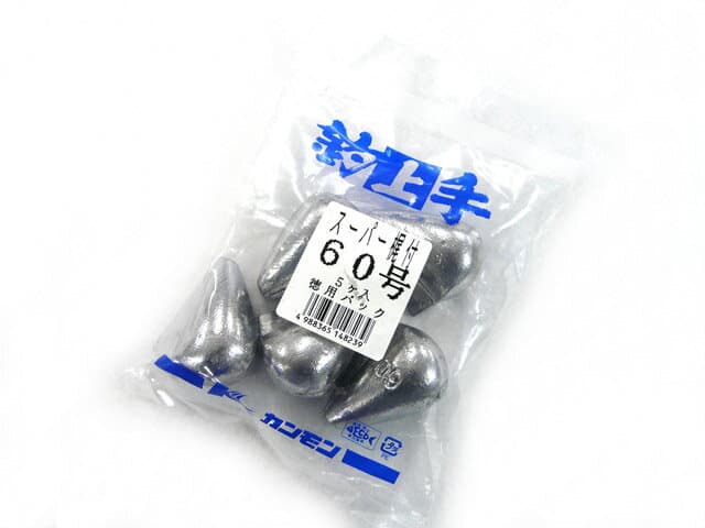 KANMON(関門工業) スーパー梶付オモリ 徳用パック 60号 タイラバヘッド 真鯛 マダイ タイラバ 鯛ラバ タイラバゲーム 鯛カブラ タイラバ仕掛け タイラバタックル キャスラバ インチク ボート オフショア ゲームフィッシング スカート ネクタイ ヘッド 入数:5個 テンヤ用錘