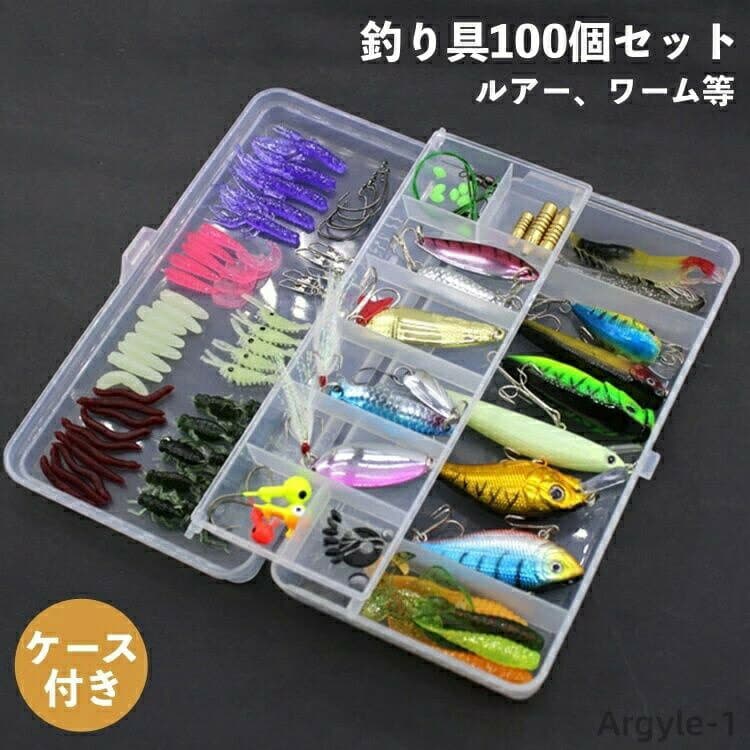 Free Shipping Soft Bait Hard Bait Fishing Gear Parts Worm Lure Fake Bait Clear Case Included 100-Piece Set