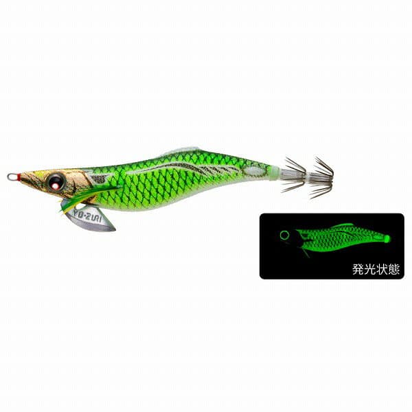 【ネコポス対象品】デュエル(DUEL) アオリーQ フィンエース 3.5号 夜光グリーンボイル