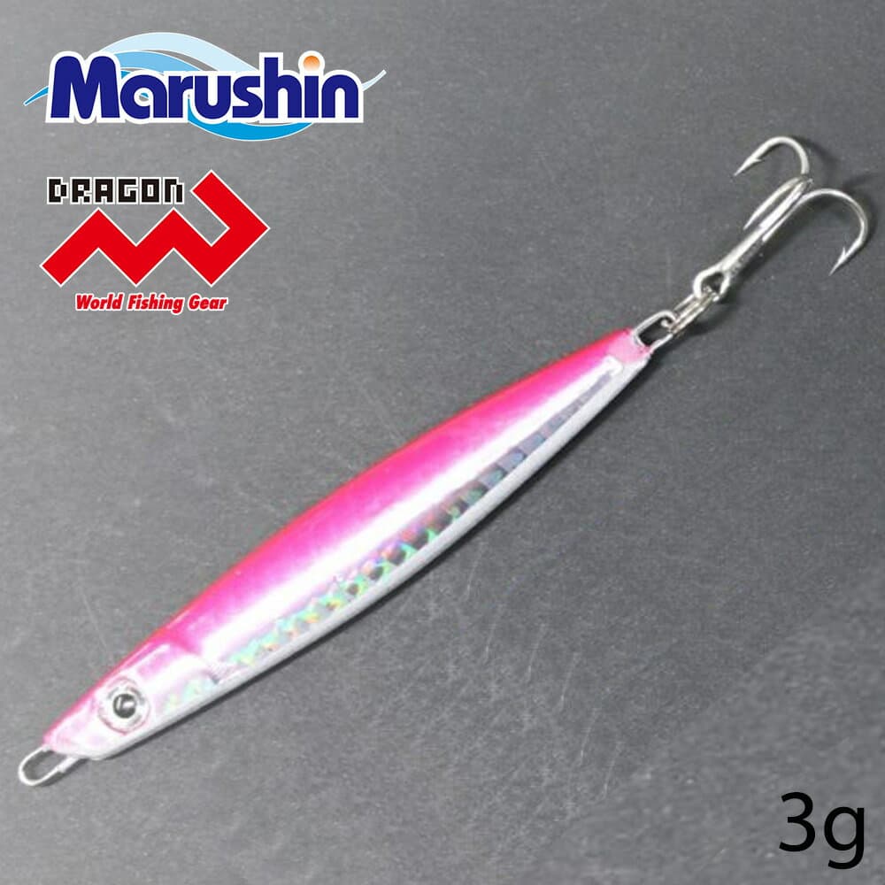 マルシン メタルジグ ドラッグジグ ピンク 3g トレブルフック付 ハードルアー シーバス ルアー ジギング ソルトルアー ソルトウォーター 青物 アジ サバ サワラ カンパチ ブリ カサゴ メバル カマス メッキ フッコ スズキ 根魚 オコゼ アイナメ アカハタ クエ