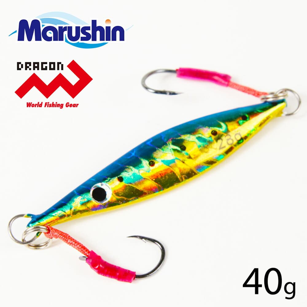 Marushin Metal Jig Slow Slider CT Blue Gold 40g with Assist Hook