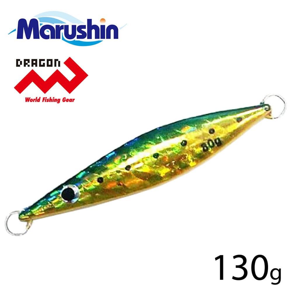マルシン メタルジグ スロイダー ブルーゴールド 130g フック無し スロージグ スローシンキング ハードルアー シーバス ルアー ソルトルアー ソルトウォーター ジギング オフショア タチウオ マゴチ サワラ イサキ カンパチ ヒラマサ ハマチ ブリ タイ マグロ ケイムラ塗装