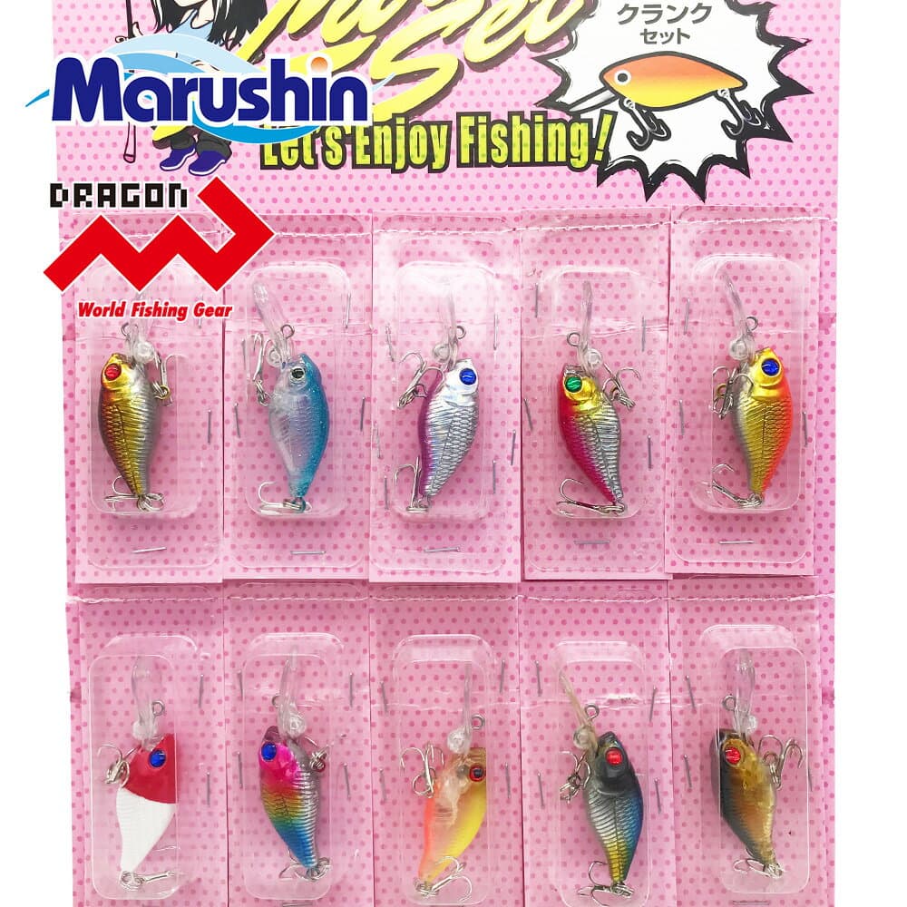 Marushin Crank Set of 10, Clear Gold Color Change, Hard Lure