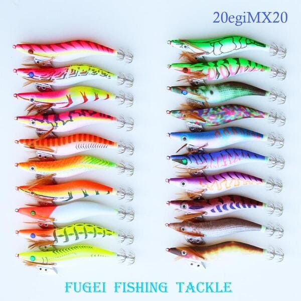 Fugei Night Glow Squid Lure Set 3.5 Size 20 Pieces R20egiMX20