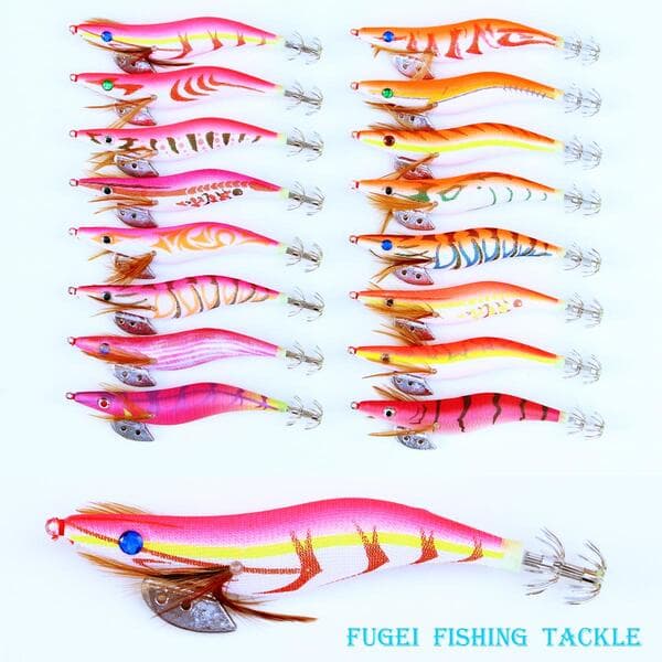 Free Shipping Night Glow Squid Lure Set 30 Pieces Pink/Orange 2.0/2.5/3.0/3.5/4.0
