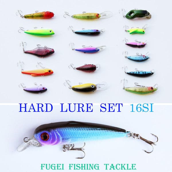 Lure Fishing Hard Lure 16-Piece Set R12lure16SI Shad Minnow Topwater Popper Crankbait Vibration