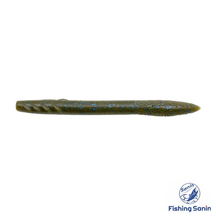 Deps Worm Slender Scat 4inch #71 Green Pumpkin/Blue Flake