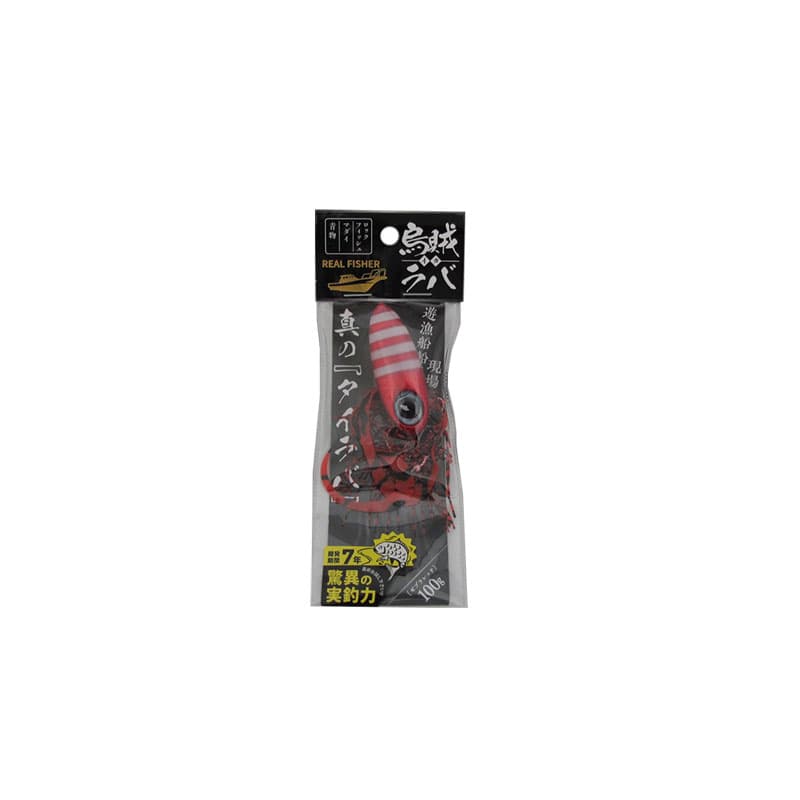Real Fisher Squid Jig 100g Zebra Red
