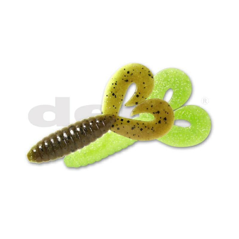 Deps Deathadder Grub Twin-Tail 4.5 inch 52 Green Pumpkin / Chartreuse