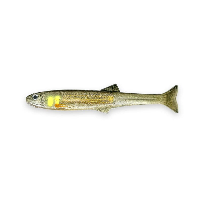 Imakatsu Worm Huddle Swimmer elastomer 4inch Flash plate & Real color #S-626 Clear Sweetfish (Gold)