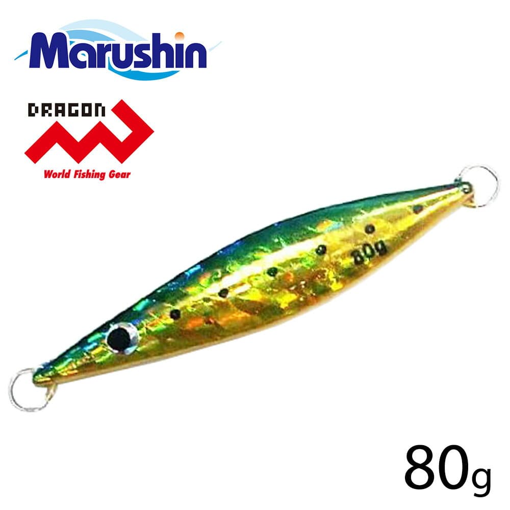 マルシン メタルジグ スロイダー ブルーゴールド 80g フック無し スロージグ スローシンキング ハードルアー シーバス ルアー ソルトルアー ソルトウォーター ジギング オフショア タチウオ マゴチ サワラ イサキ カンパチ ヒラマサ ハマチ ブリ タイ マグロ ケイムラ塗装