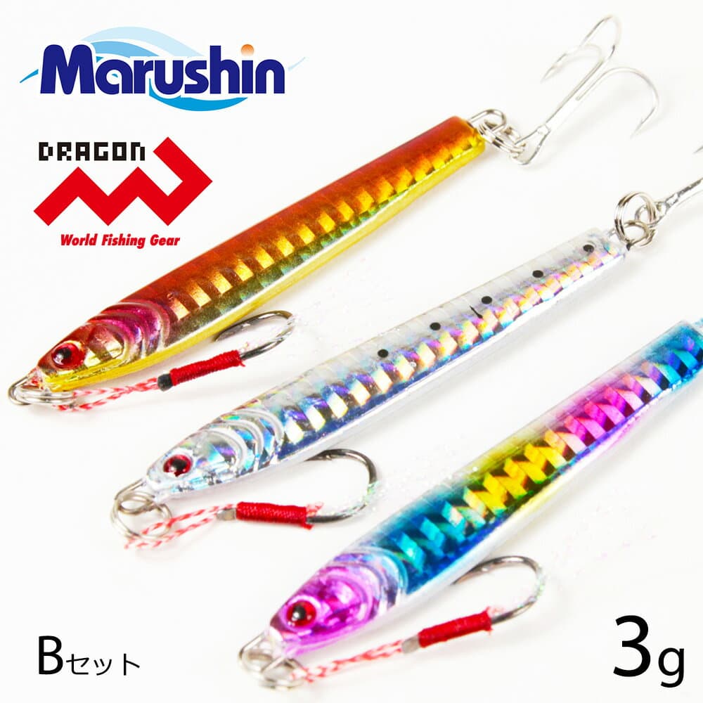 Marushin Metal Jig Shore Go! Go! 3g Jig Set B Red Gold Candy Color Silver Sardine