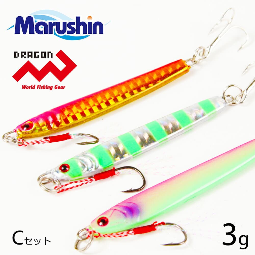Marushin Metal Jig Shore Go! Go! 3g Jig Set C Zebra Glow Pink Glow Pink Gold