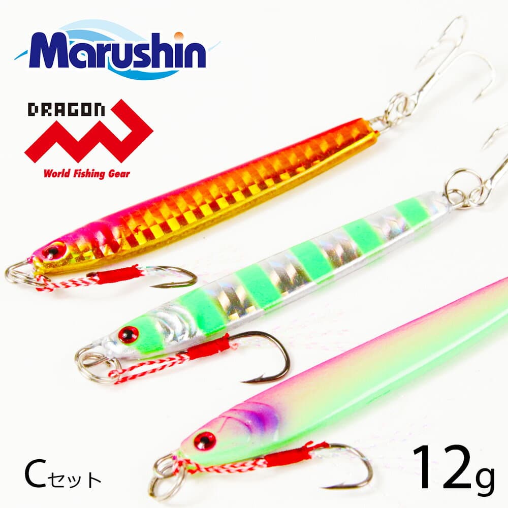 Marushin Metal Jig Shore Go! Go! 12g Jig Set C Zebra Glow Pink Glow Pink Gold