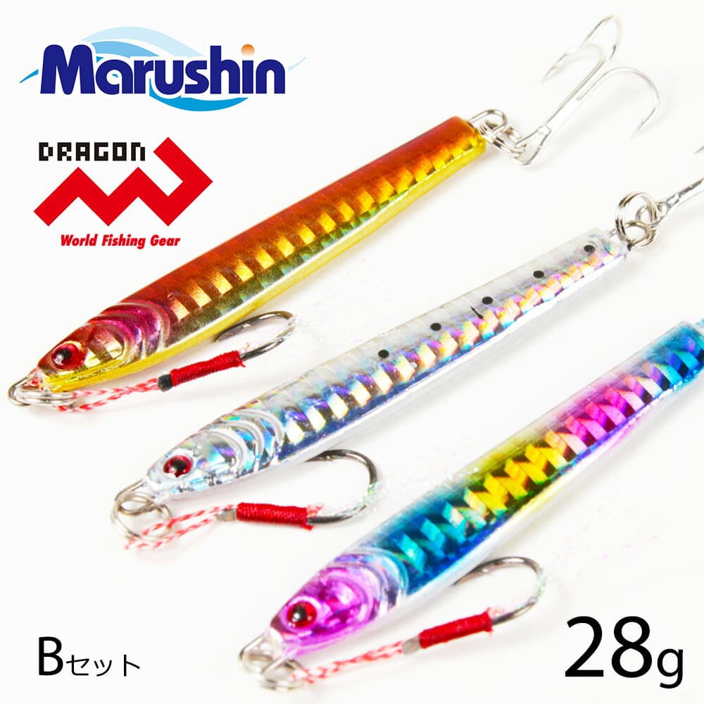 Marushin Metal Jig Shore Go! Go! 28g Jig Set B Red Gold Candy Color Silver Iwashi