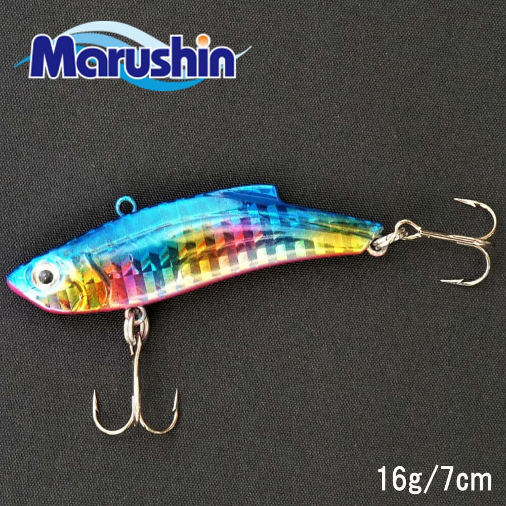 マルシン メタルバイブ ソルトクェイク ブルーキャンディ− 16g 7cm ソルトウォーター シーバス バイブレーション ルアー Salt Quake ソルトルアー VMCフック トリプルフック