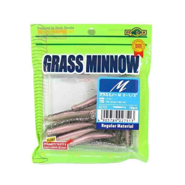 Ecogear Grass Minnow M 2-1/2 115 Pearl / Smoke Silver Glitter Back
