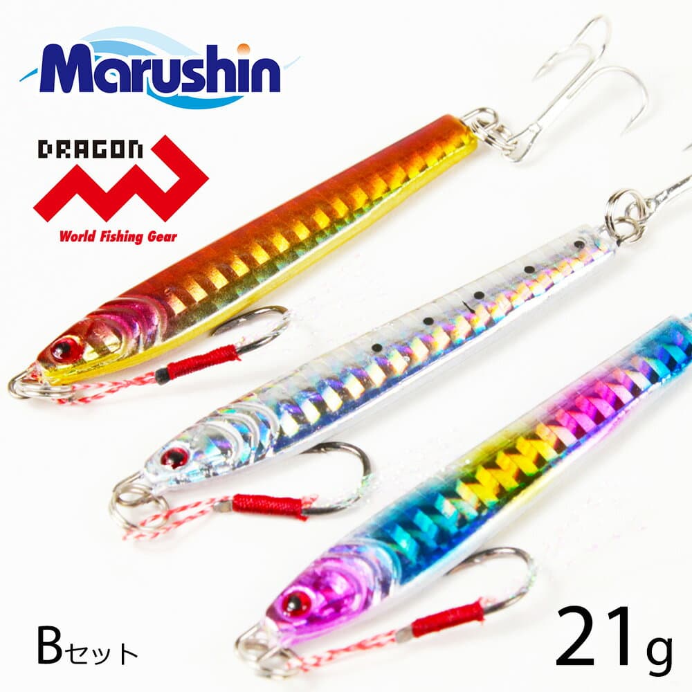 Marushin Metal Jig Shore Go! Go! 21g Jig Set B Red Gold Candy Color Silver Iwashi