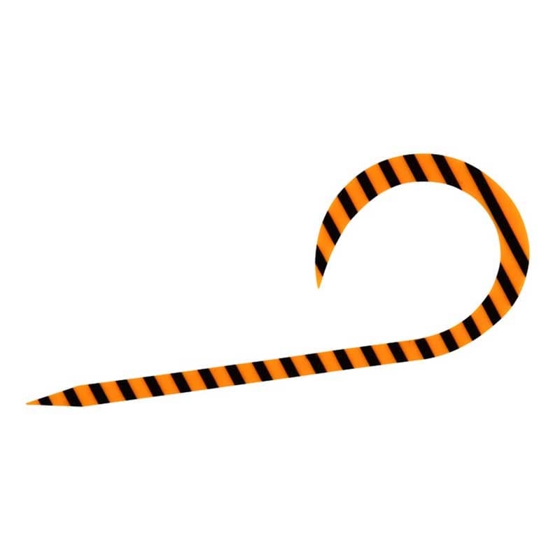 Daiwa Koga Silicone Necktie Single Curly R 3-Pack Orange Zebra