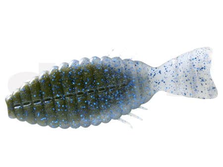 Deps Worm Bull Flat 3.8inch #123 Green Pumpkin/Blue Flake Smoke Blue Flake