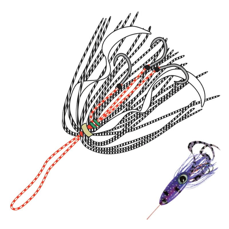 REAL FISHER Ika-Raba Replacement Rubber Hook S Purple Tail