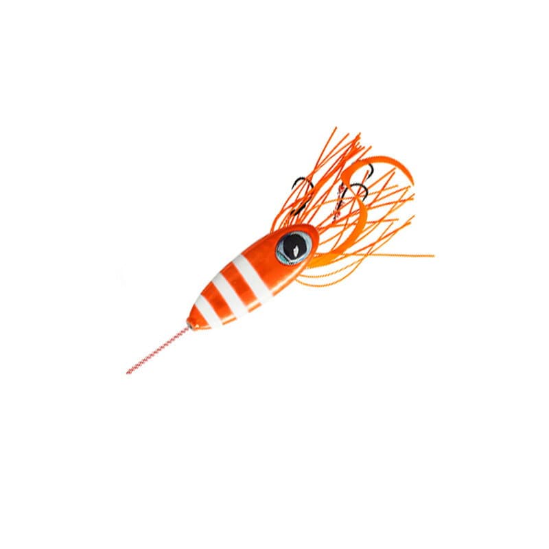 Real Fisher Squid Jig 200g Zebra Red Orange