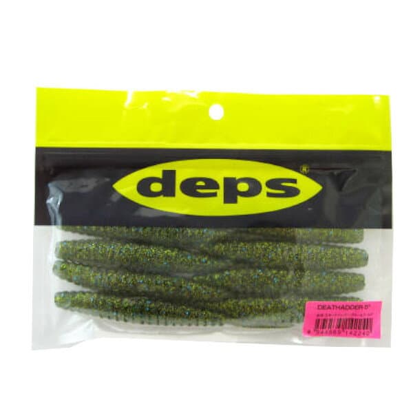 Deps Worm Death Adder 5inch #24 Smoke Pepper/Blue & Gold Flake