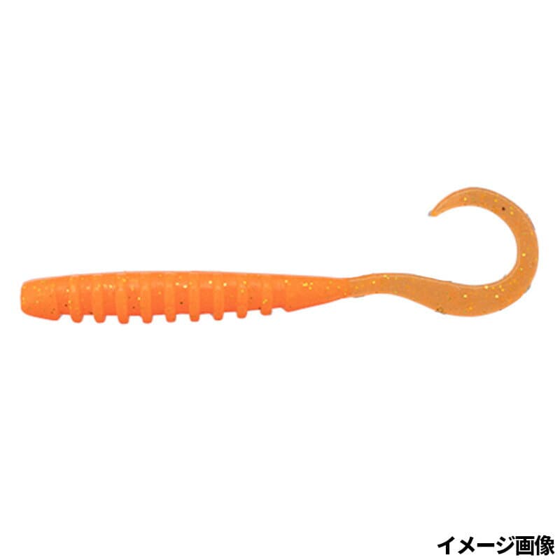 Jackall Worm Tide Curly 2.0inch Glow Orange/Gold Flake