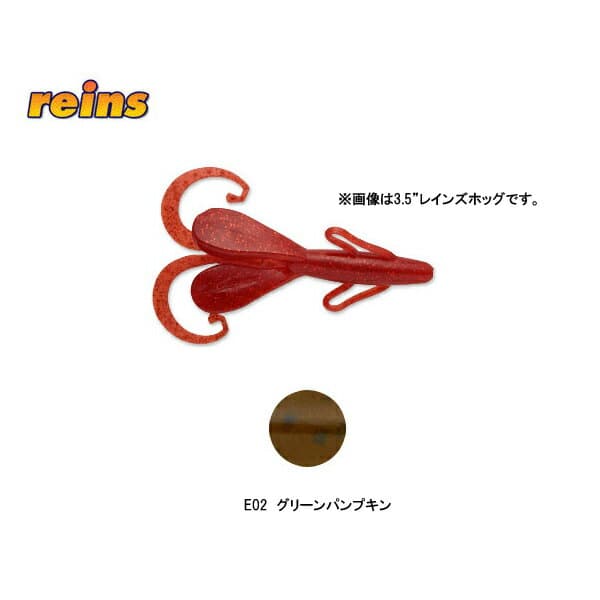 レインズ エコ 3.5インチ レインズホッグ ＃E02グリーンパンプキン reins Reins Hog 【メール便OK】【FECO認定商品】
