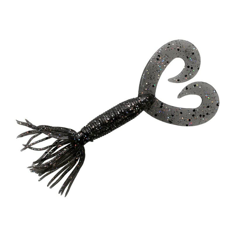 Smith Yamamoto Baits Flappin' Grub Double Tail 2.5 inch 238-238 Smoke Black Hologram Flake