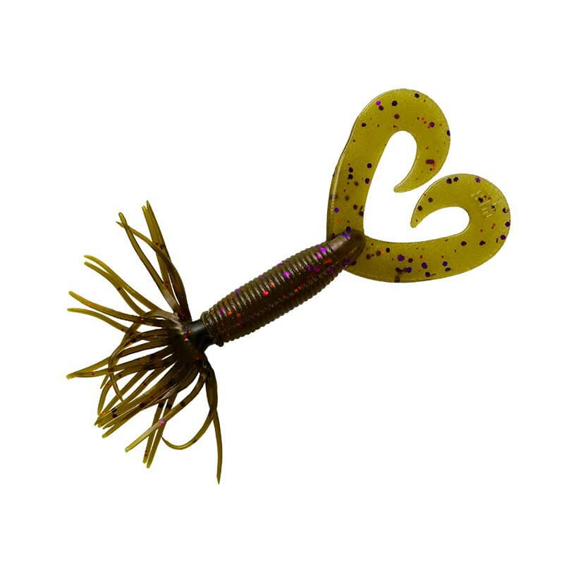 Smith Flappin' Grub Double Tail 2.5in Green Pumpkin Purple & Copper Flake