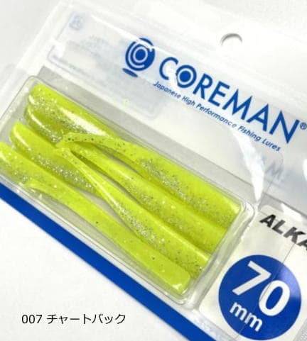コアマン アルカリ 70mm #007 チャートバック｜ワーム ルアー 釣具 【メール便発送】